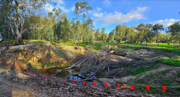 A flood-damaged washout site at Lake Brewster.