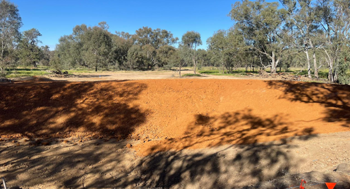 A repaired washout site at Lake Brewster