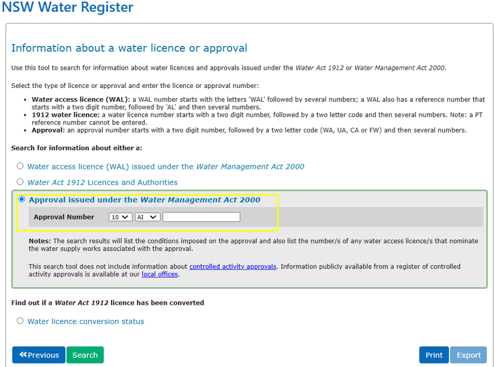 NSW Water Register step two