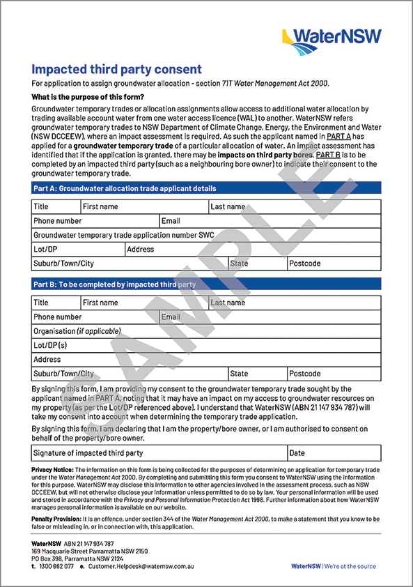 Impacted third party consent form sample